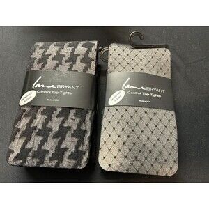 NWT Lane Bryant Tights Bundle 2 Pack Houndstooth Diamond Dot Size C/D Black New
